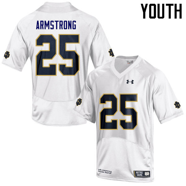 Youth #25 Jafar Armstrong Notre Dame Fighting Irish College Football Jerseys Sale-White - Click Image to Close